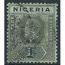 Nigeria 1914 SG8c 1/- Black & Blue-Grey Blue-Green Back Fine Used. ..