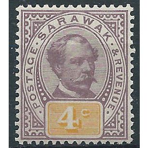 Sarawak 1888 SG11 4c Purple & Yellow Mounted Mint....
