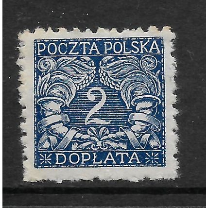 POLAND 1919 POSTAGE DUE STAMP 2H BLUE SG D92 M MINT
