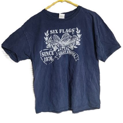 Six Flags Great America Since 1976 Commemorative T-Shirt Blue Imperfect