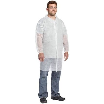 White Disposable Lab Coat Women and Men, Pack of 10 X-Large Disposable Lab Co...