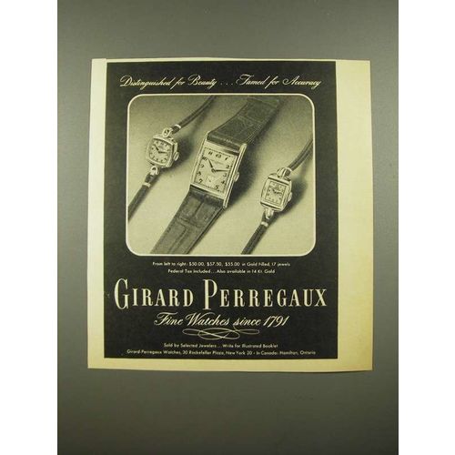 1948 Girard Perregaux Watches Ad - Distinguished for Beauty