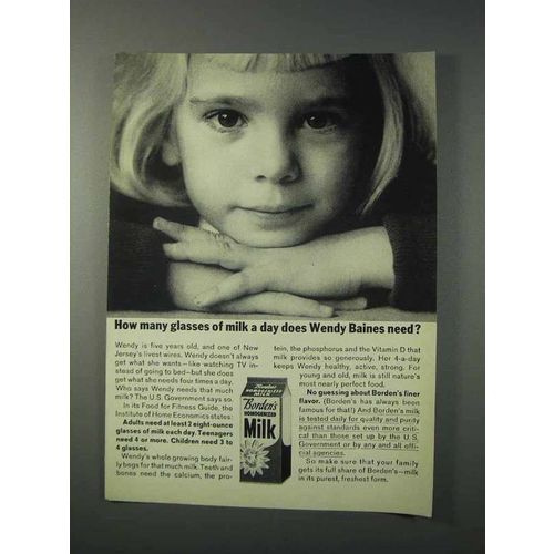 1963 Borden's Milk Ad - How Many Glasses