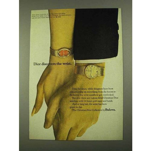 1968 Bulova Christian Dior Watches Ad - Discovers Wrist