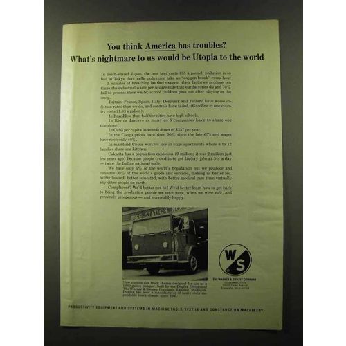 1973 Warner & Swasey Duplex Fire Truck Chassis Ad