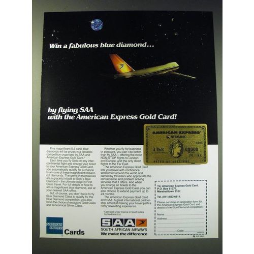 1987 SAA South African Airways and American Express Gold Card Ad