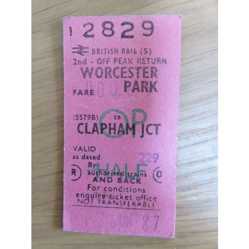 BR Worcester Park - Clapham Jct Half Rtn Ticket 1987