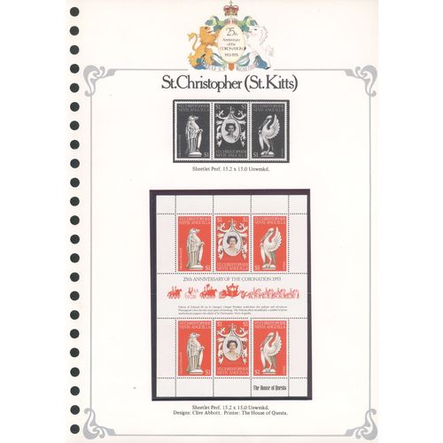 St. Kitts-Nevis - 1978 - 25th Anniv of Coronation - QE11 SG389/91 Souviner Sheet