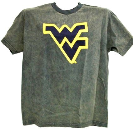 West Virginia Mountaineers Acid Washed Dark Grey Tee Shirt Large