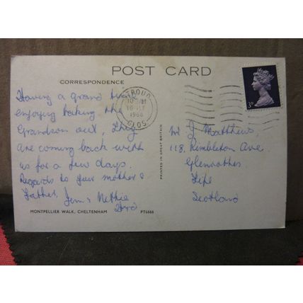 MONTPELLIER WALK, CHELTENHAM, GLOUCESTERSHIRE used vintage postcard 1968 pm =