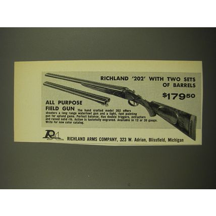 1969 Richland Arms Model 202 Shotgun Ad - All Purpose Field Gun