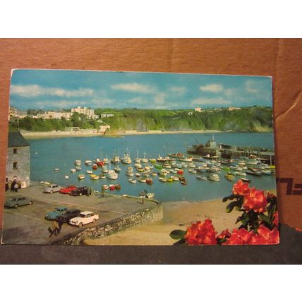 NORTH BAY from the harbour, TENBY, WALES used vintage postcard 1973 pm /