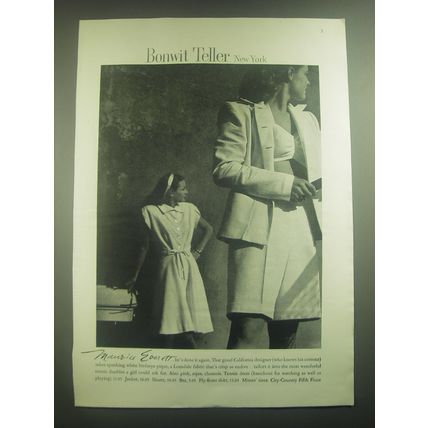 1945 Bonwit Teller Maurice Everett Advertisement - Tennis Dress, Shorts, Bra