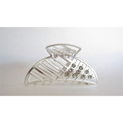 Matte silver or gold geometric metal crystal hair claw clip