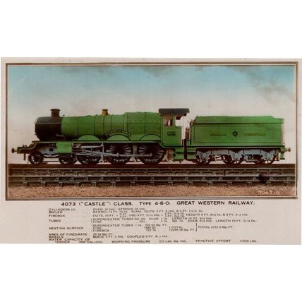 GWR Castle Class 4-6-0 4073 Old Train Real Photo Postcard