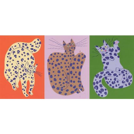 Cats With Spotty Measles Spotted Fur 3x Cat Painting Postcard s