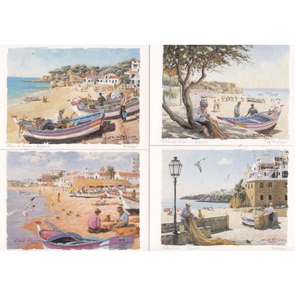 Elderly OAP Crafts Fish Net Maker Boat Workers Portugal 4x Postcard s