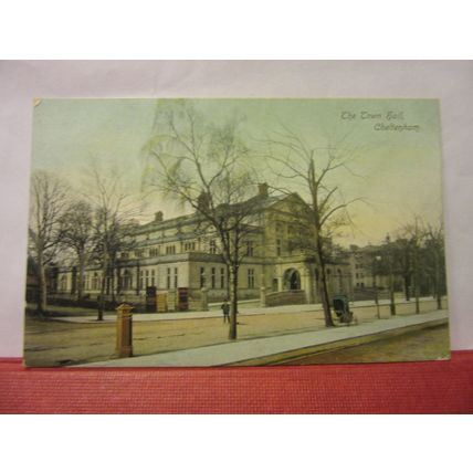 TOWN HALL, CHELTENHAM, GLOUCESTERSHIRE unused antique postcard =