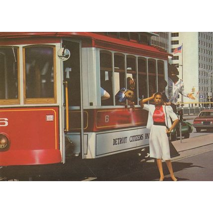 Detroit Citizens Railway Tram Bus Train Glamour Rare Postcard