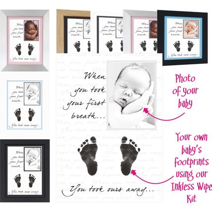 Personalised New Baby Keepsake Gift Boy Girl Hand Prints Footprints Kit Photo A4