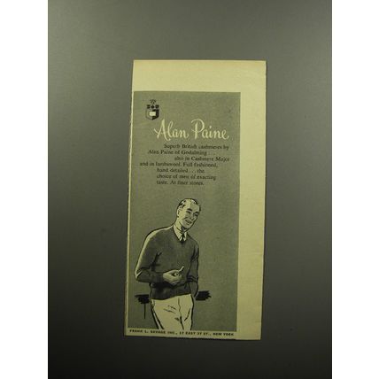 1957 Alan Paine Cashmere Sweaters Advertisement