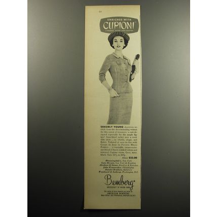 1957 Bemberg Cupioni Rayon Yarn Advertisement - Pacific Mills Coupe de Jour Suit