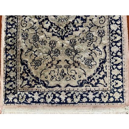 Vintage Pair Handmade Oriental Rugs Traditional Geometric. Silk & Wool