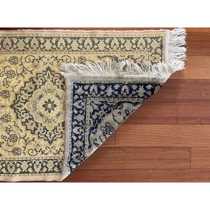 Vintage Pair Handmade Oriental Rugs Traditional Geometric. Silk & Wool