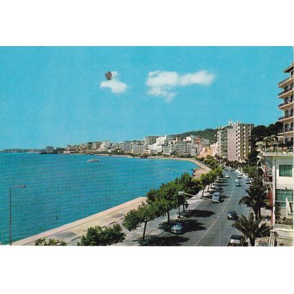 Mallorca Palma Paseo Maritimo Spain Postcard posted 1967 creased mark on face