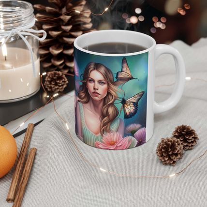 June Opal Birth Month Colors Fairies & Butterflies #3 Mug Ceramic Coffee Mug 11o