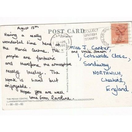 Menai Centre Llanfair Postcard posted 1980 VGC