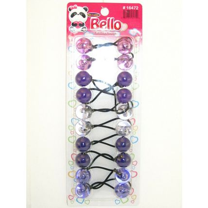 BELLO SHADES OF PURPLE TWINBEAD BALL PONYTAIL HOLDERS - 10 PCS. (16472)