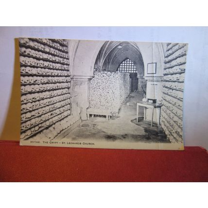 THE CRYPT, ST LEONARD'S CHURCH, HYTHE, KENT. unused antique postcard =