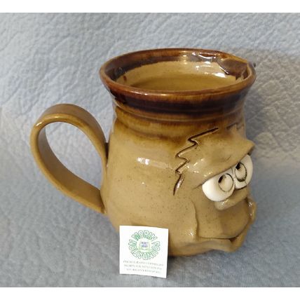 HANDCRAFTED WHIMSICAL FACE STONEWARE CREAMER PRETTY UGLY POTTERY WALES