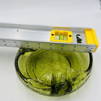 Viking Art Glass Cigar Ashtray Green Crackle MCM Vintage 7in