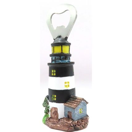 Lighthouse Bottle Opener Light Black & White Striped 9 CM Home Decor Drinks Gift