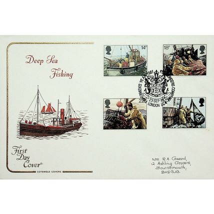 1981 Deep Sea Fishing, Fishmongers Company London Postmark, Cotswold FDC