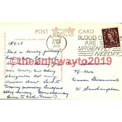 Cockington Forge, Horse Child & Dog, RP Postcard 1953