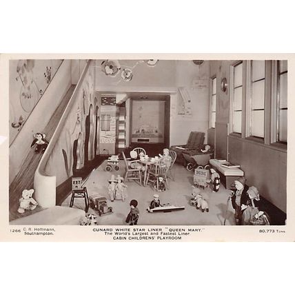 Cunard White Star Liner R M S "Queen Mary" Children's Playroom : postcard 1268