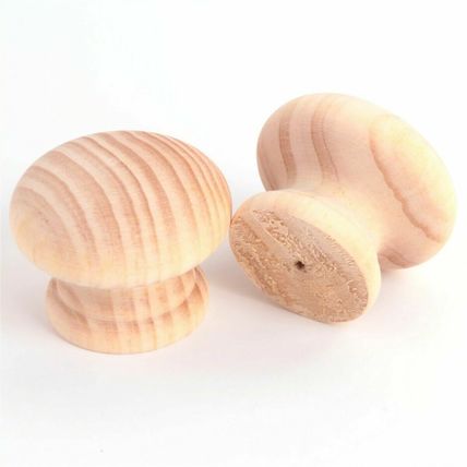 NATURAL PINE WOOD 45mm DOOR KNOBS PRE DRILLED Furniture Drawer Cupboard LARGE