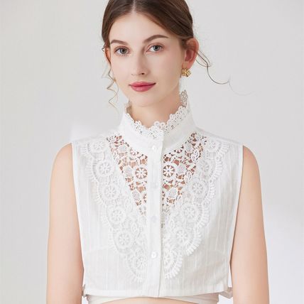 Ladies False Half Collar Fake Shirt Blouse Flower Lace Detachable Collar Bib