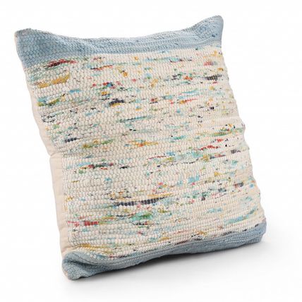 20" X 20" Light Blue And Off-White 100% Cotton Abstract Zippered Pillow