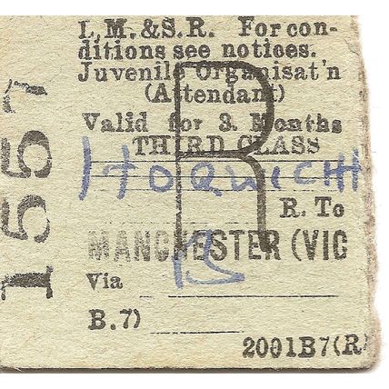 L.M.S.R. Edmondson Ticket - Horwich to Manchester Victoria