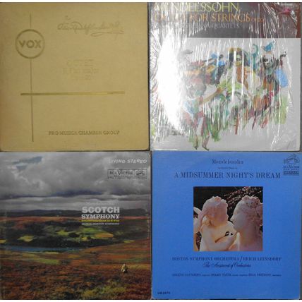 16 Mendelssohn LPs - Midsummer Night's Dream, Fine Arts Quartet, Menuhin, Raskin