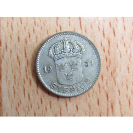 Sweden 1931 Silver 25 Ore Coin