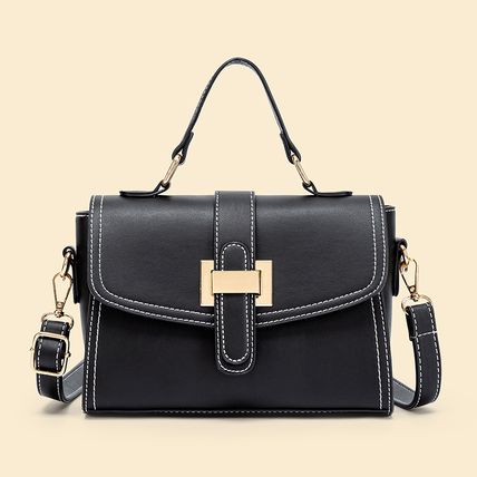 Women Retro PU Leather Handbag Black