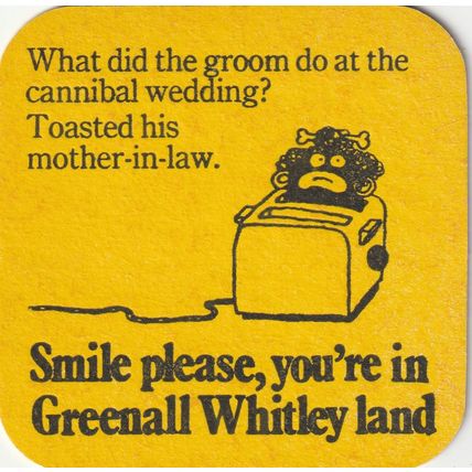 BEER MAT - GREENALL WHITLEY BREWERY - SMILE PLEASE - (Cat No 256) - (1973)