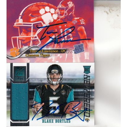 TREVOR LAWRENCEROOKIE & BLAKE BORTLES 12/299 JERSEY 2018/14 JAGUARS QB'S NOWTHEN