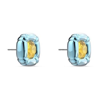 SWAROVSKI Blue & Yellow Dulcis Cushion Cut Crystal Stud Earrings BNIB (RARE)