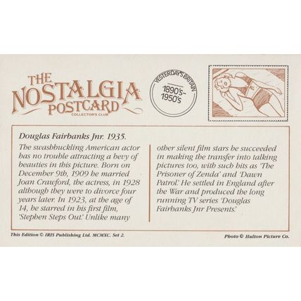 Postcard Douglas Fairbanks Jnr 1935 American Film Actor - Nostalgia Repro